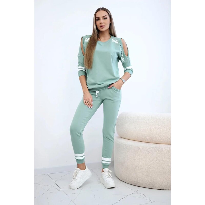 MladaModa Tepláková súprava Girl Revolution tmavá mentolová 18545387