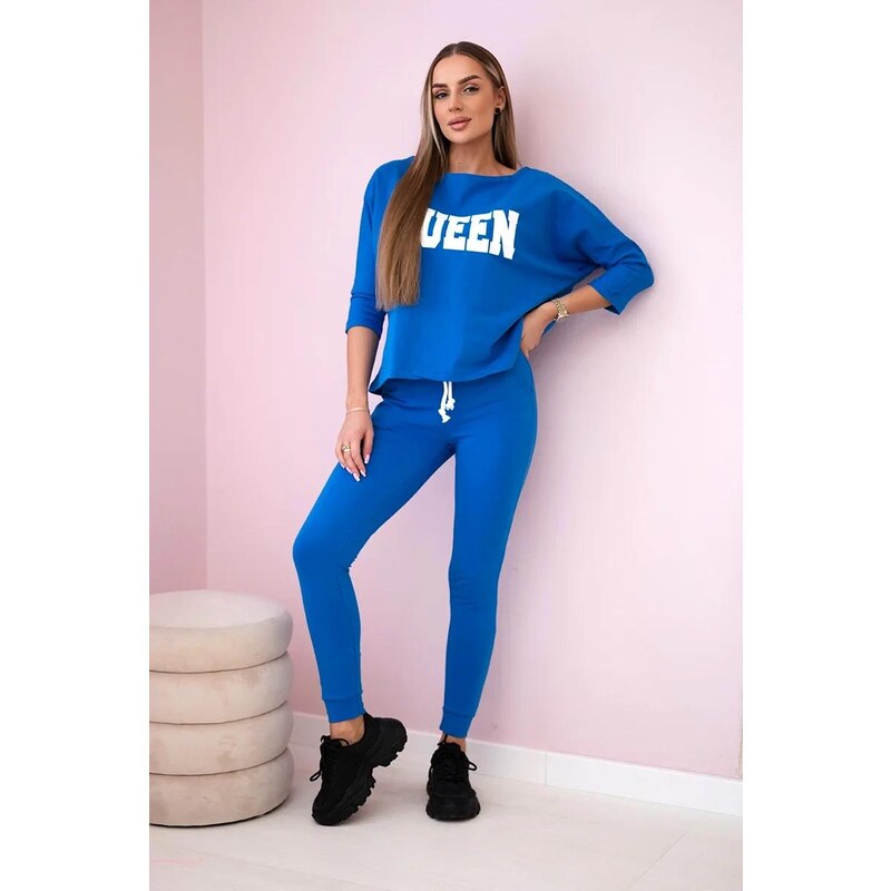 MladaModa Tepláková súprava s nápisom Queen model 66977 kráľovská 17893037