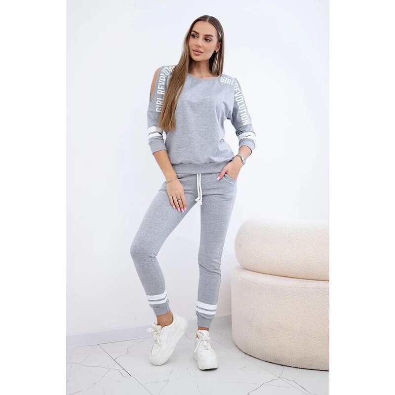 MladaModa Tepláková súprava Girl Revolution šedá 8496692
