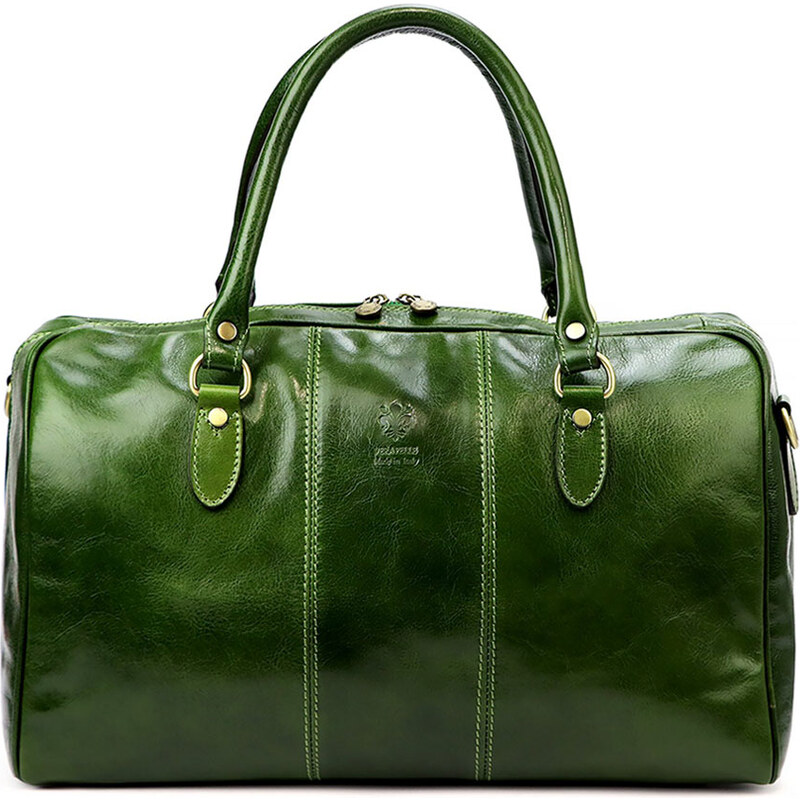Florence LF243-2 zelená stredná kožená cestovná taška 45cm/30l 60989095