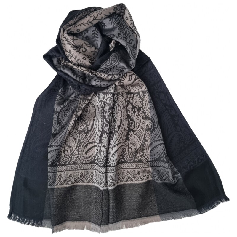 Katrins Fashion Kašmírový čierny dámsky šál 67061208