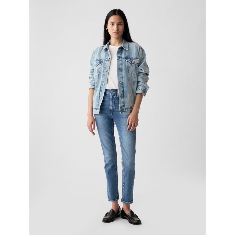 GAP Modré dámské džíny high rise cigarette jeans with secret smoothing 64608957