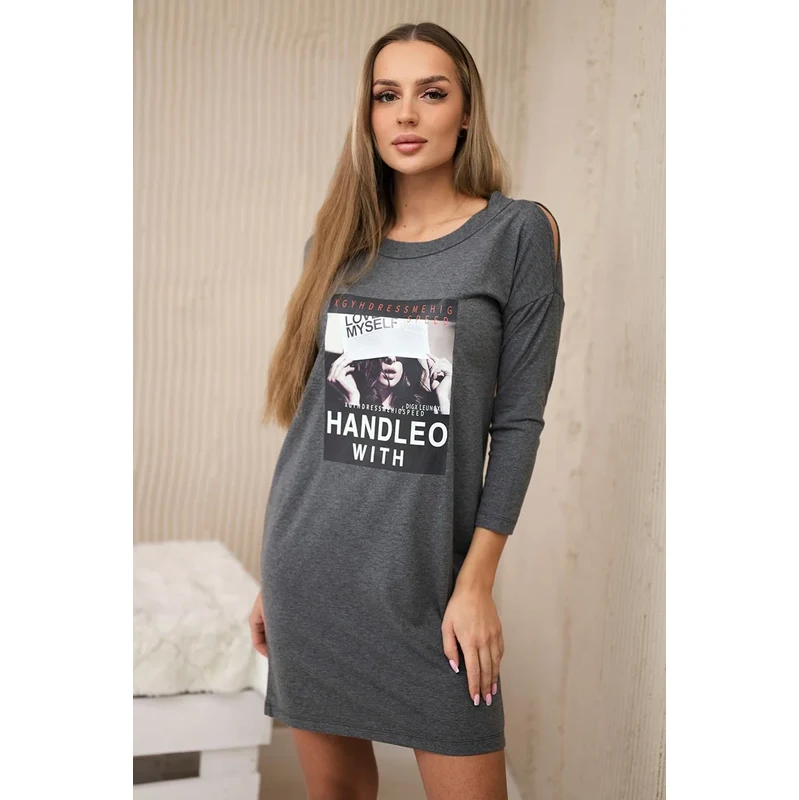 Kesi Dress with print Handle with graphite 60730489