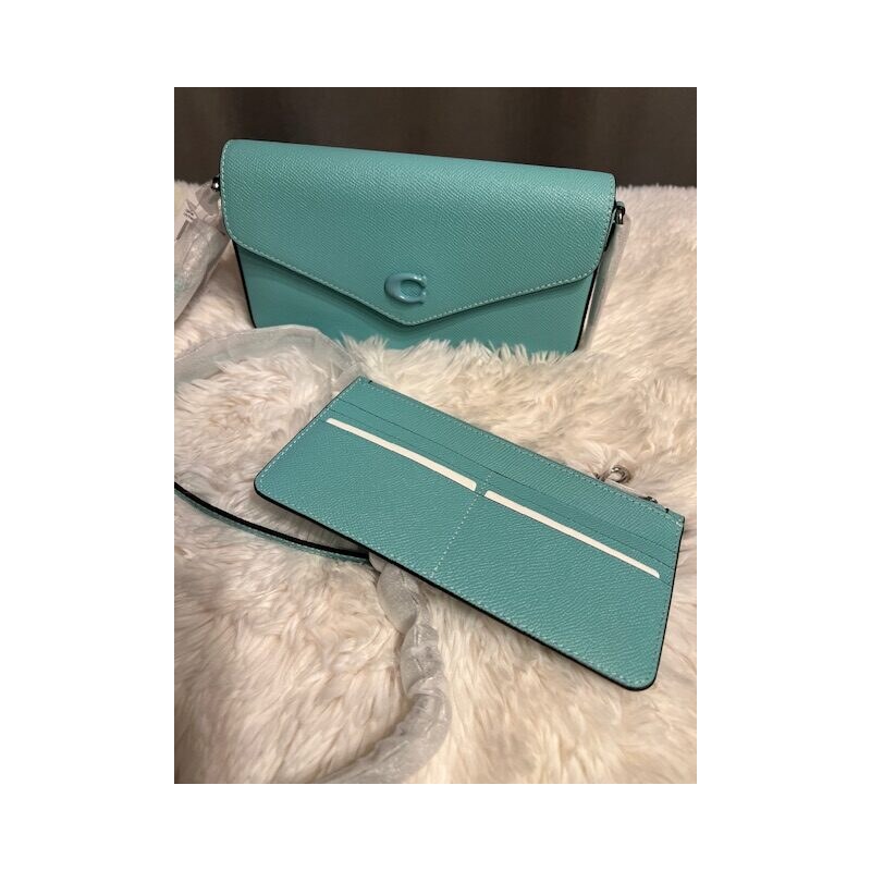 Dámska COACH kožená kabelka TNL tyrkys 60997003