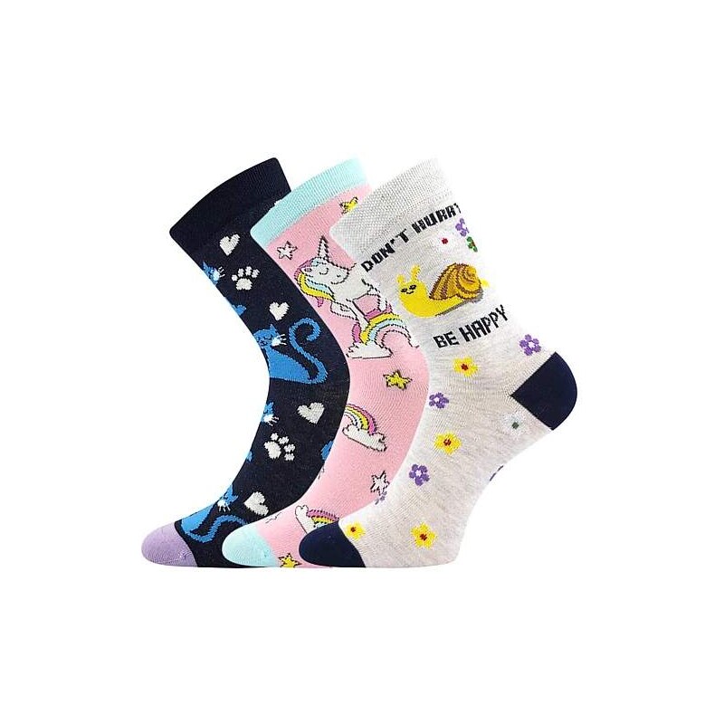 057-21-43 XVI detské ponožky Boma - mix BE HAPPY 25-29 3 páry mix C 61002436