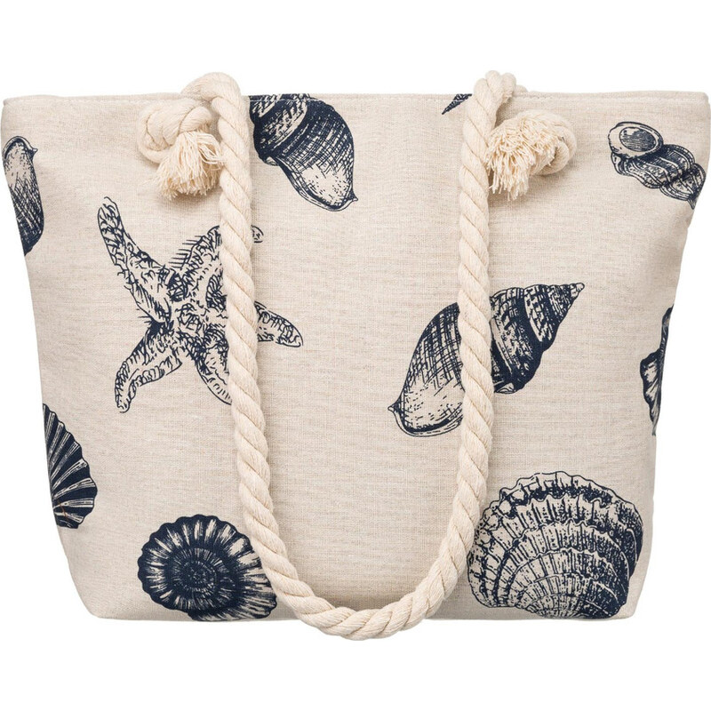 BASIC Béžová dámska plážová taška so vzormi FB02-SHELLS 53574563