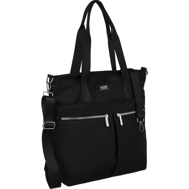 Peterson Čierna shopper kabelka s vonkajšími vreckami a odnímateľným 61532489