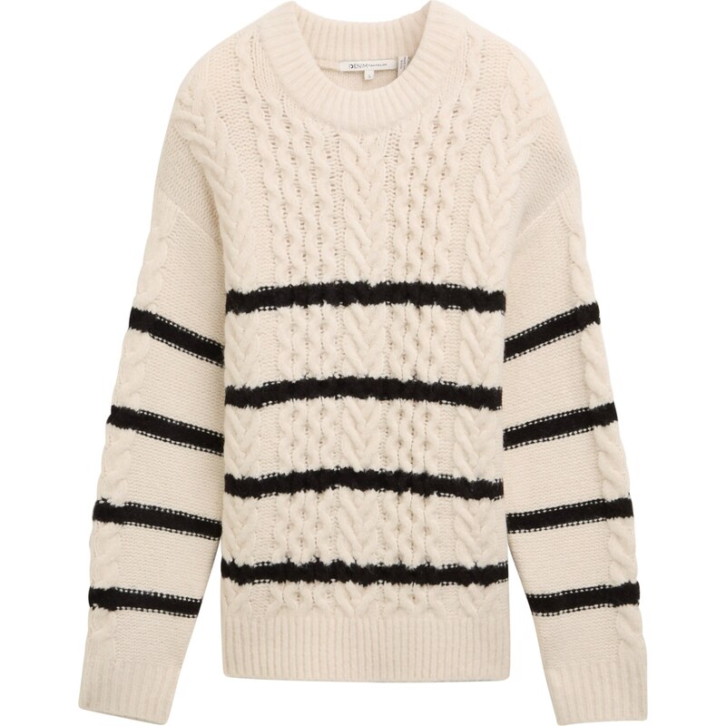 TOM TAILOR DENIM Sveter krémová / čierna 63150038