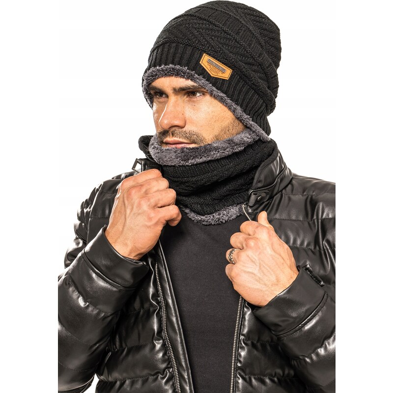 Fashionweek Pánska súprava čepice + komín s kožešinou BE01 61015799