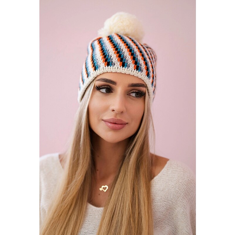 Kesi Dámska čiapka s pomponom Hanna K328 ecru 61026734