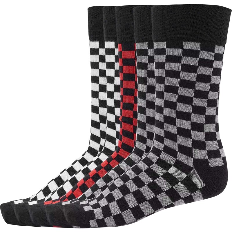 Urban Classics Check Socks 5-Pack blk/h.gray/wht 65564249