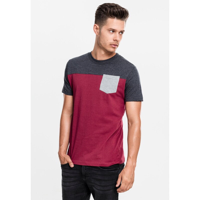 Urban Classics 3-Tone Pocket T-Shirt Burgundy/Cha/Grey 50678065