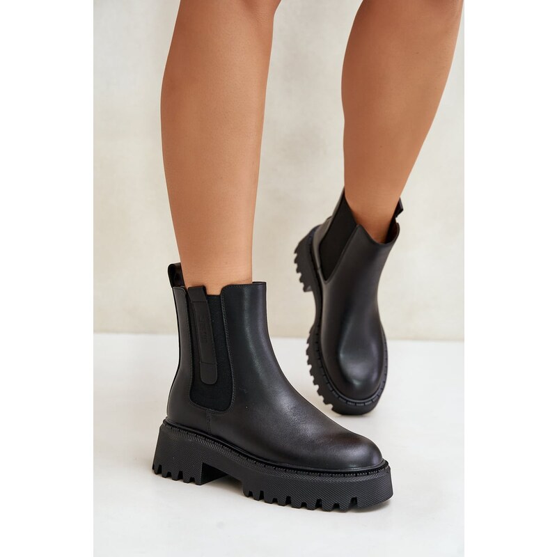 BIG STAR SHOES Kožené Zateplené Chelsea Čižmy Dámske Big Star 64782523