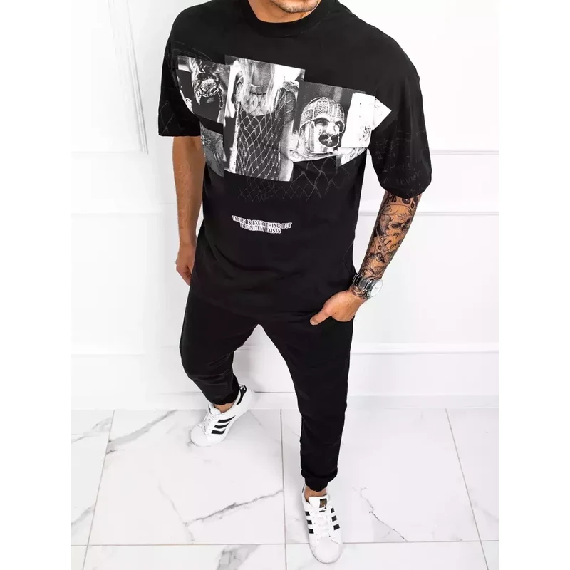 T-shirt męski z nadrukiem czarny Dstreet RX4845 69065975