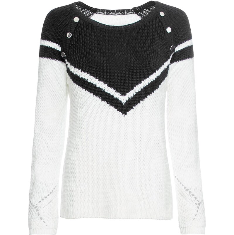 bonprix Pulóver s gombičkami, farba čierna 46158291