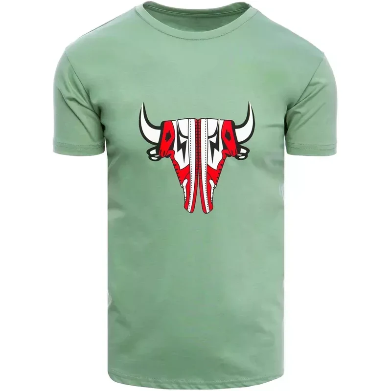 Svetlo zelené pánske bavlnené tričko Dstreet 50687670