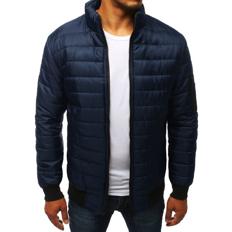 Pánska prechodná prešívaná bunda tmavomodrá Dstreet 64674166