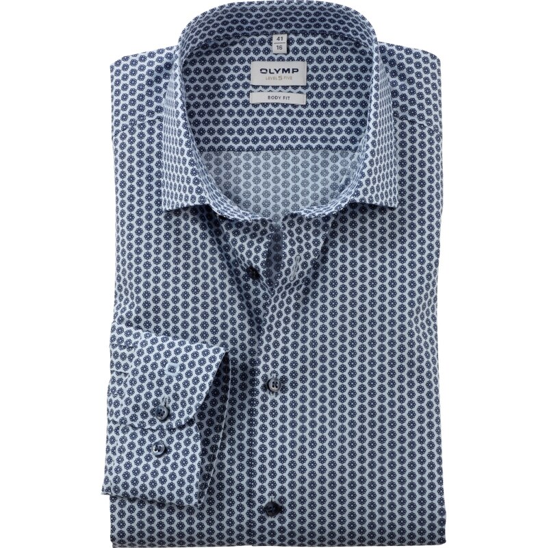 Pánska modrá Level 5 košeľa OLYMP body fit predĺžený rukáv 61061026
