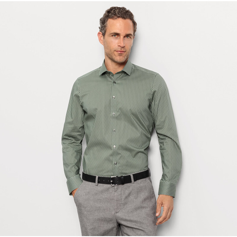 Pánska zelená Level 5 košeľa OLYMP body fit 61061025