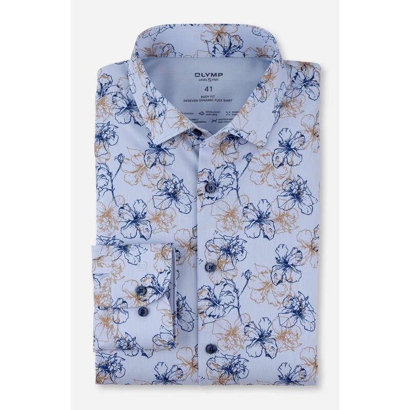 Pánska vzorovaná flex jersey Clmate Control košeľa OLYMP body fit 61061030