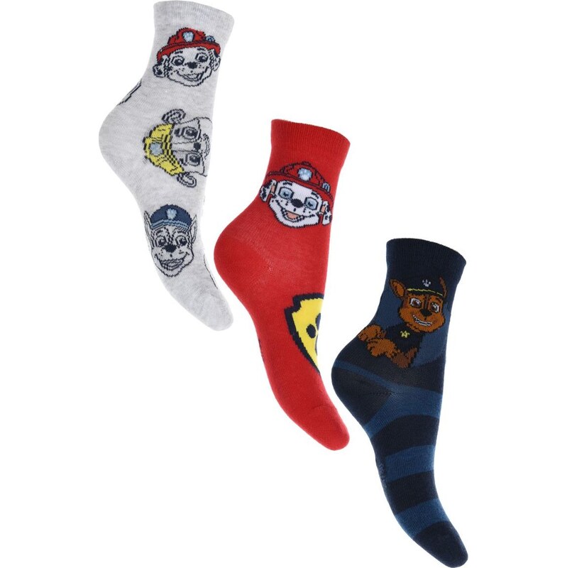 Set chlapčenských ponožiek Paw Patrol - tmavomodrá/červená/sivá 65151261