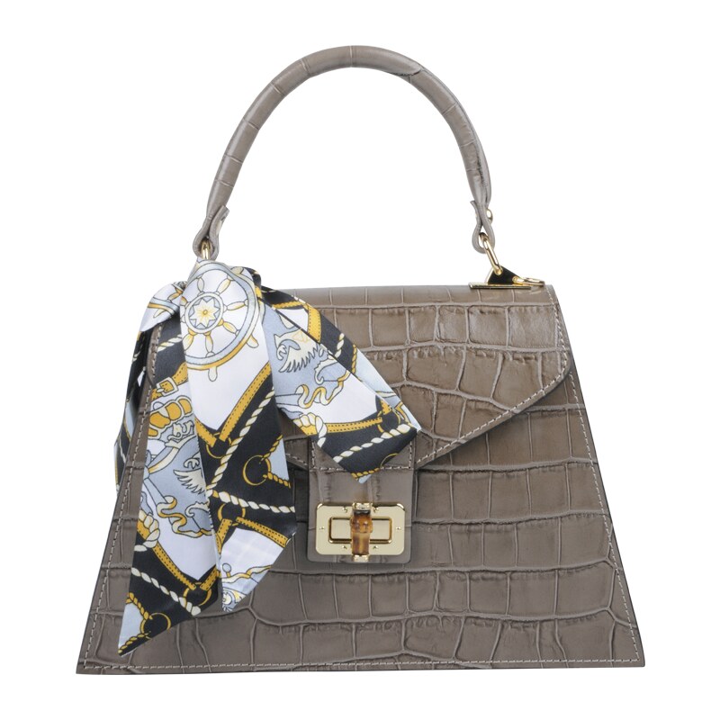 Sivá kožená talianska crossbody kabelka Flavia Cocco Taupe NovaKabelka 61099584