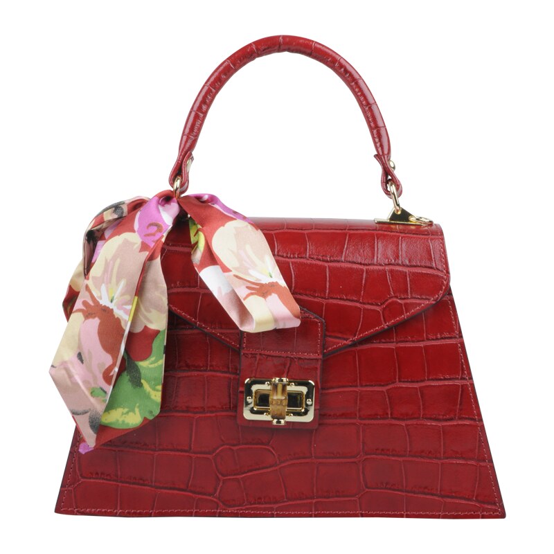 Červená kožená talianska crossbody kabelka Flavia Cocco Rossa 61099585