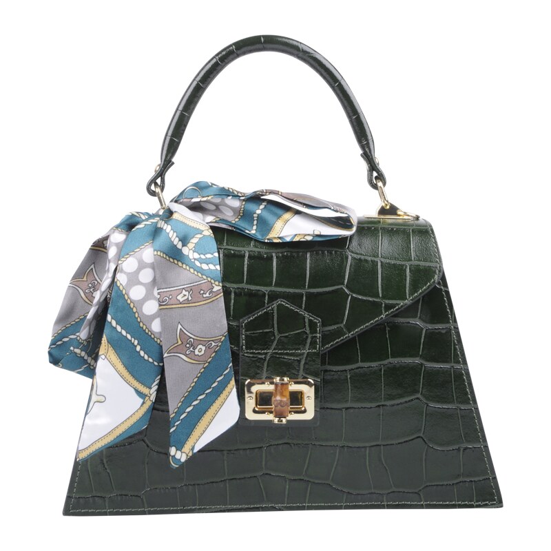 Zelená kožená talianska crossbody kabelka Flavia Cocco Verde 61099586