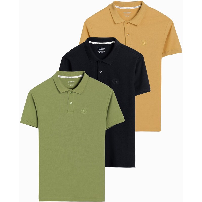 Ombre Set of mens pique knit polo shirts 3-pack 67099640