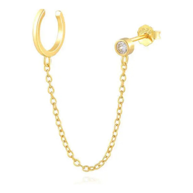 Olivie Strieborná náušnica GOLD s retiazkou 1 ks 9256 64343579