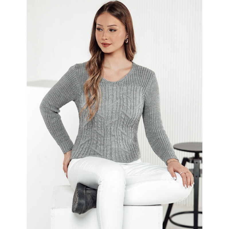 BASIC Svetlosivý dámsky sveter LAVIRTA MY2385 61532438