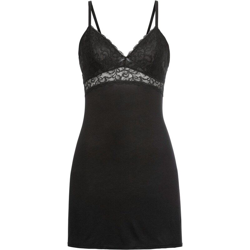 bonprix Negližé z mäkkého viskózového mixu, farba čierna 45053597