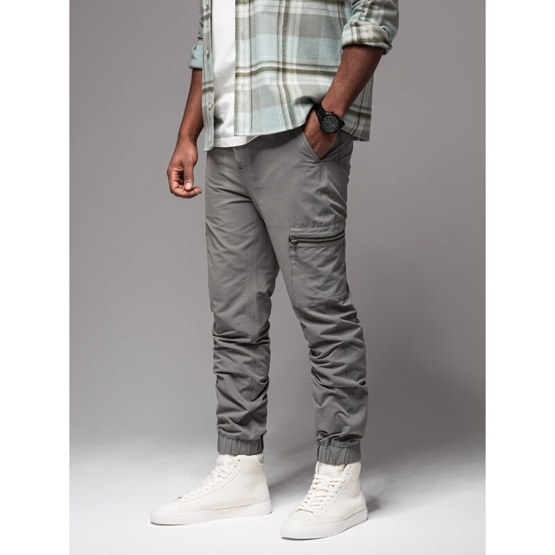 Ombre Mens jogger pants with cargo pockets and print - gray 64782798