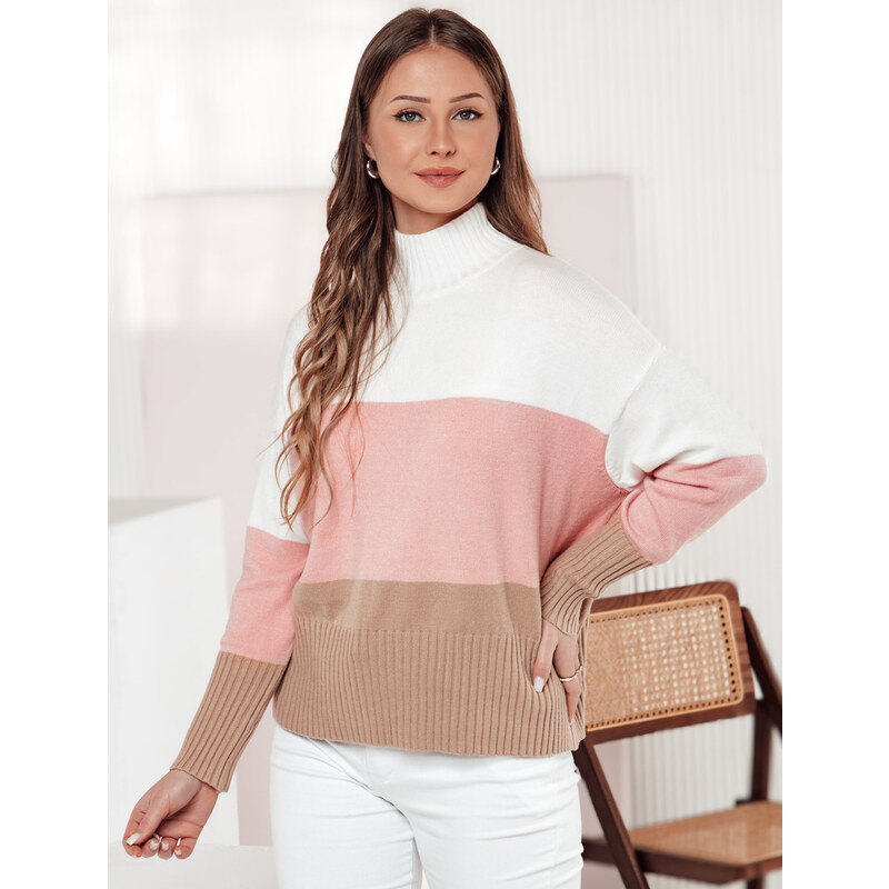 BASIC Trojfarebný dámsky rolák s manžetami STRIPELO MY2417 61532399