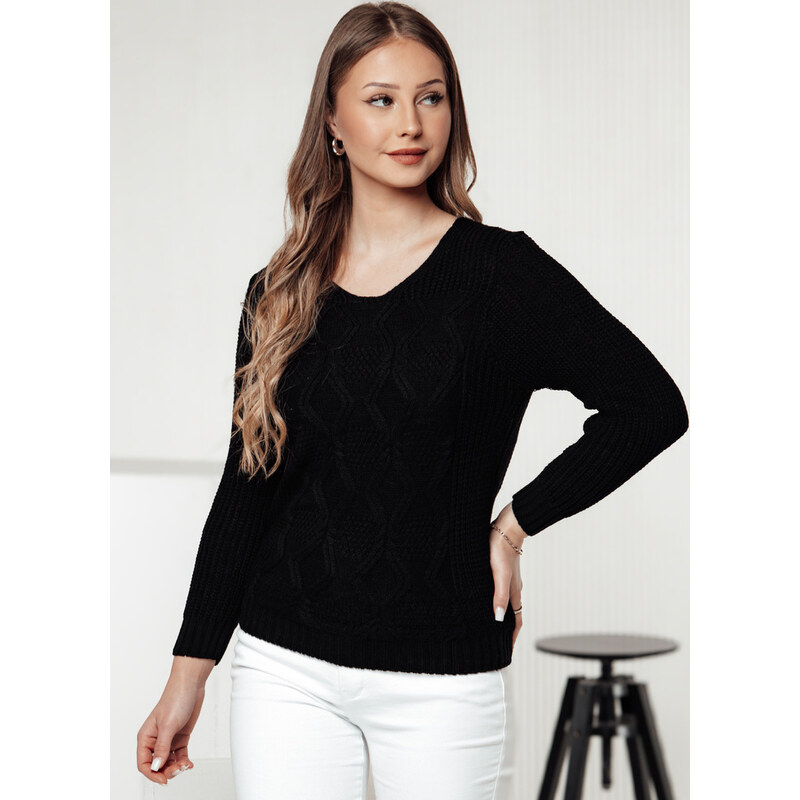 BASIC Čierny dámsky klasický sveter DARKVIA MY2393 61532408