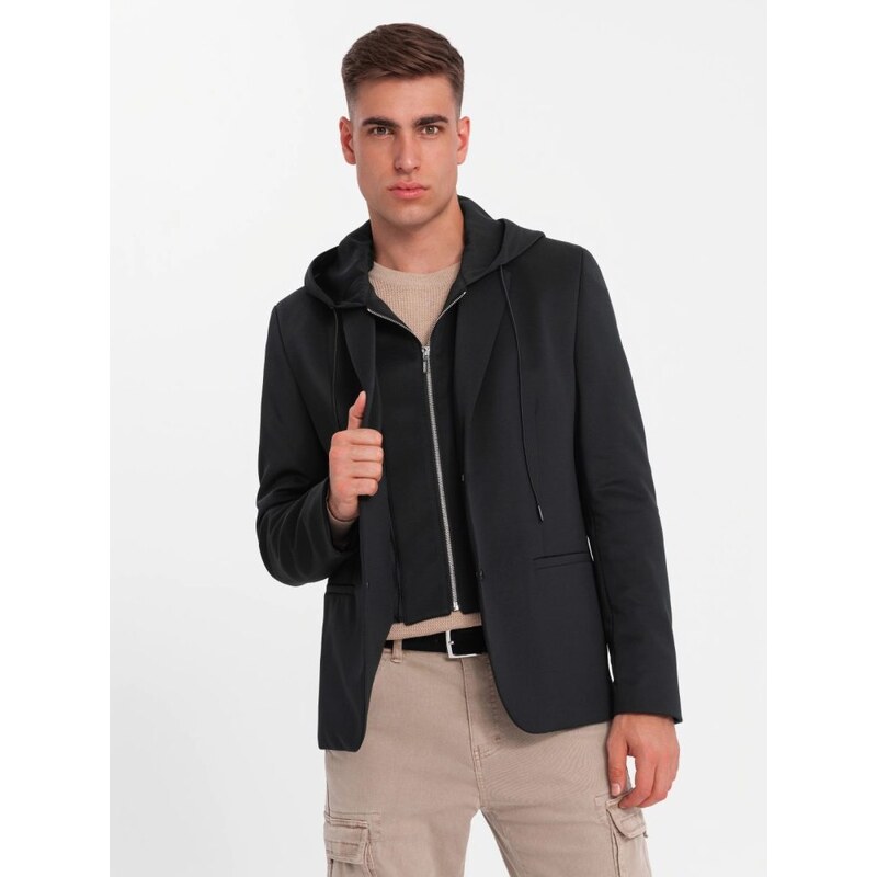 Ombre Clothing Elegantná čierna bunda V1 BLZB-0126 57824728