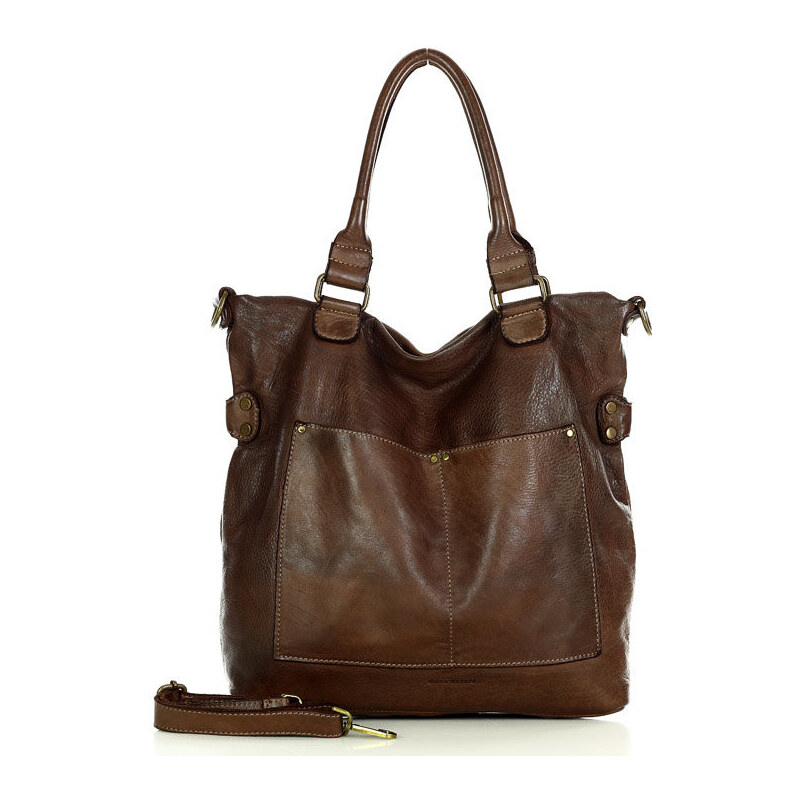 MARCO MAZZINI Dámska kožená shopper taška XL Vintage | čokoládová v7t 61146195