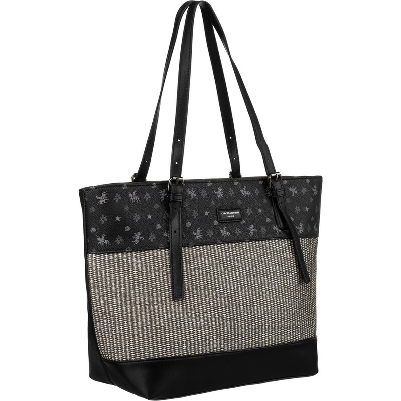 David Jones Čierna vzorovaná shopper kabelka s nastaviteľnou rukoväťou 52699042