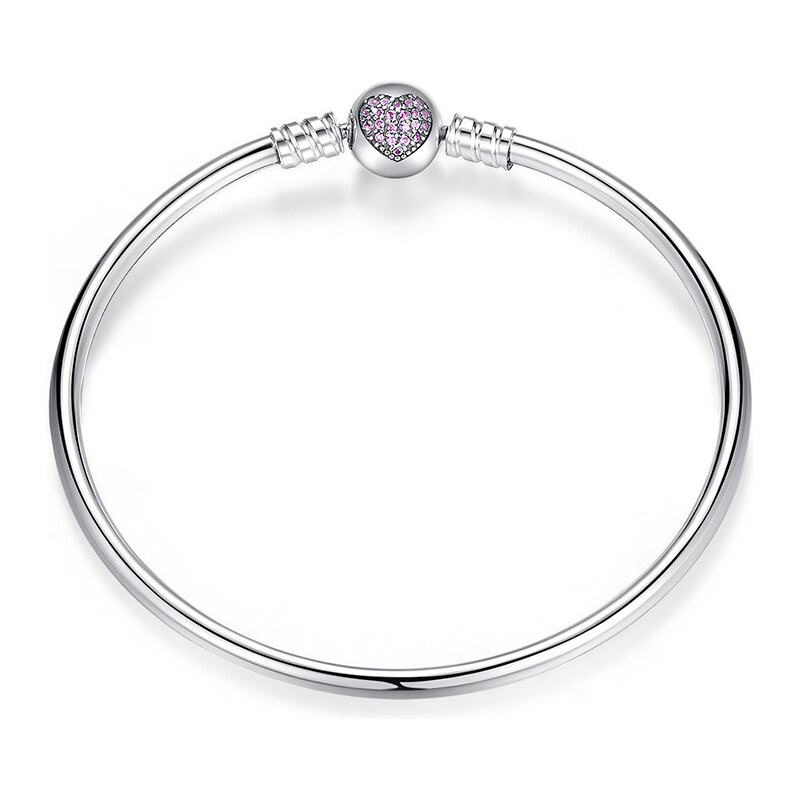 Ligot Strieborný náramok ružové srdce 61156406