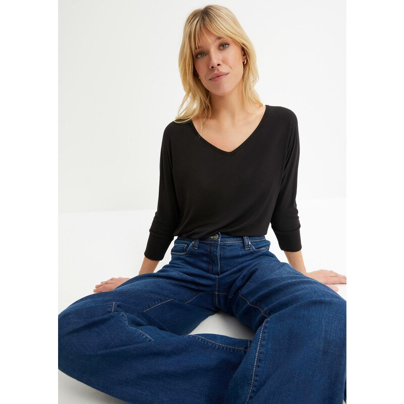 bonprix Tričko, oversize, z padavej viskózy, farba čierna 44741127