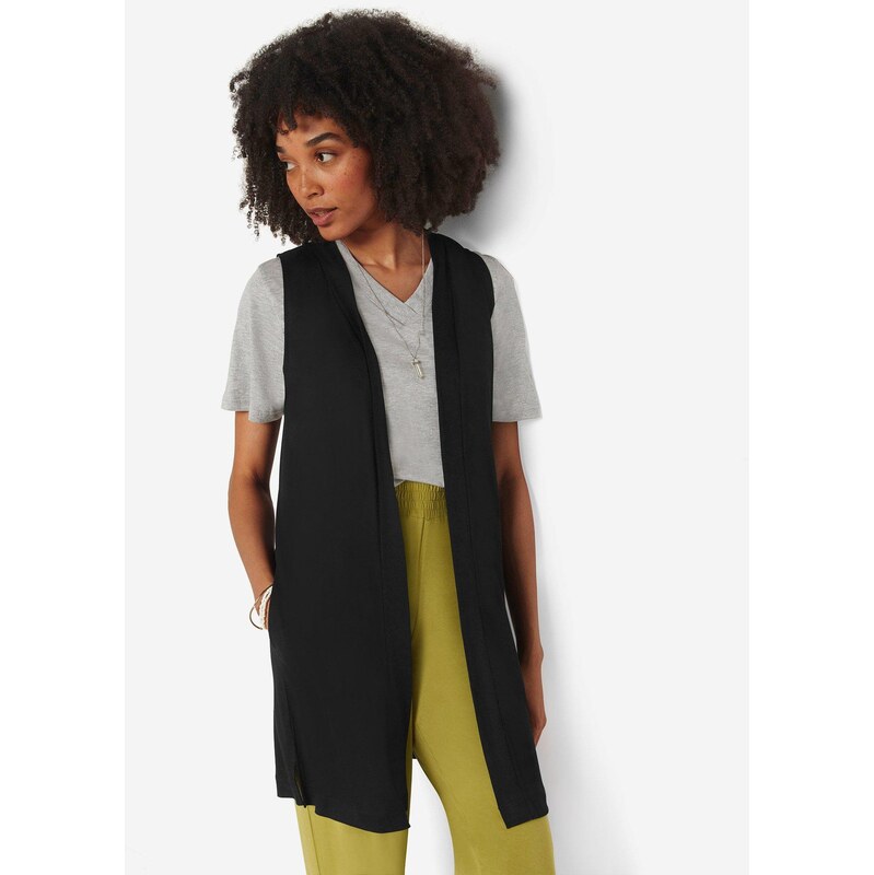 bonprix Úpletová vesta z viskózy, farba čierna 63457681