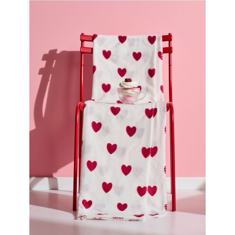 Sinsay - Srdiečkovaná deka - biela 66888426