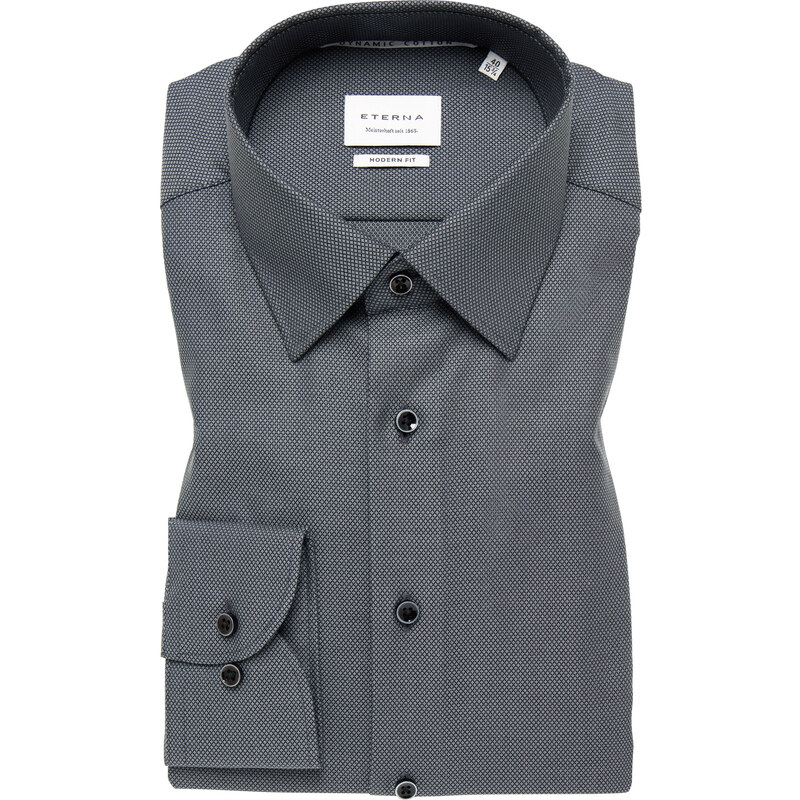 ETERNA Modern fit čierno sivá košeľa s jemnou štruktúrou Non Iron 61189290