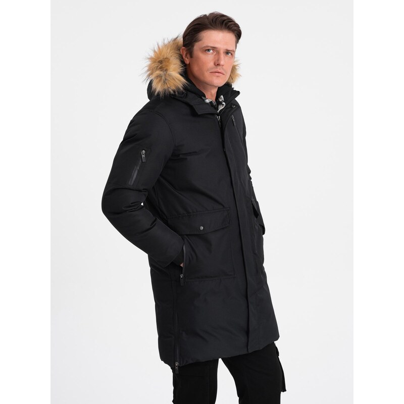 Ombre Alaskan mens winter jacket with detachable fur from the hood - 67379868