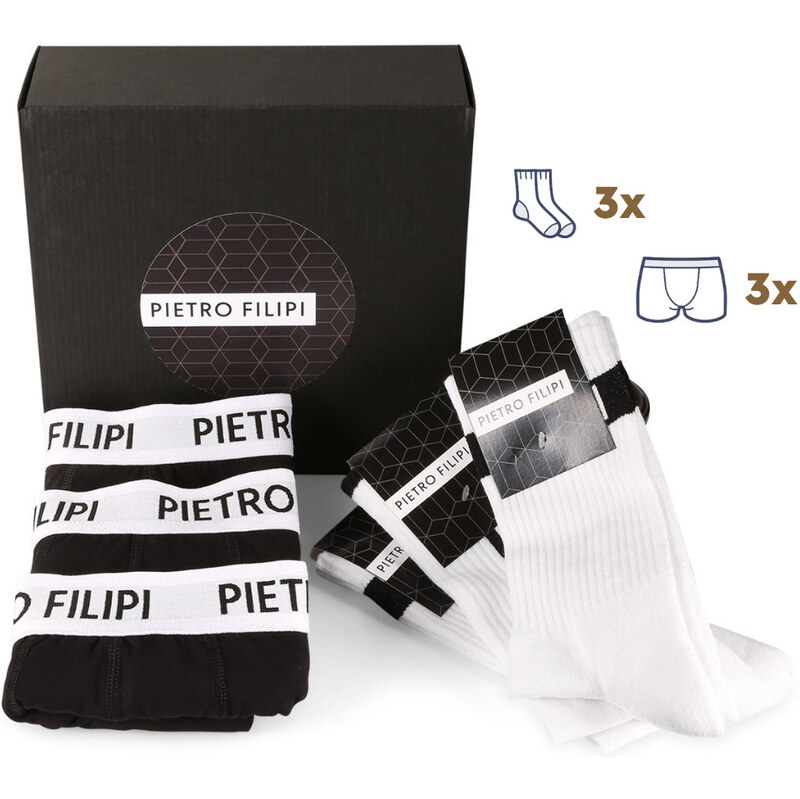 Pánska darčeková sada 3PACK boxerky a 3PACK bílé sportové ponožky 61079136