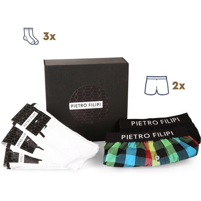 Pánska darčeková sada 2PACK trenky a 3PACK bielé sportové ponožky 61099662