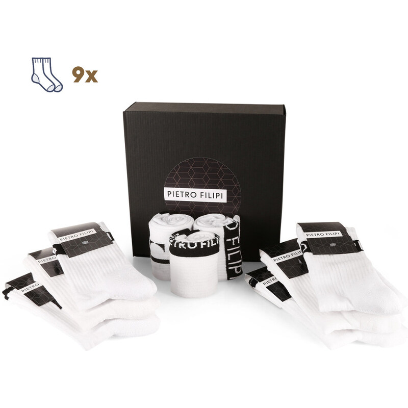 9PACK ponožky Pietro Filipi športové vysoké bielé (9POB1) 61099665
