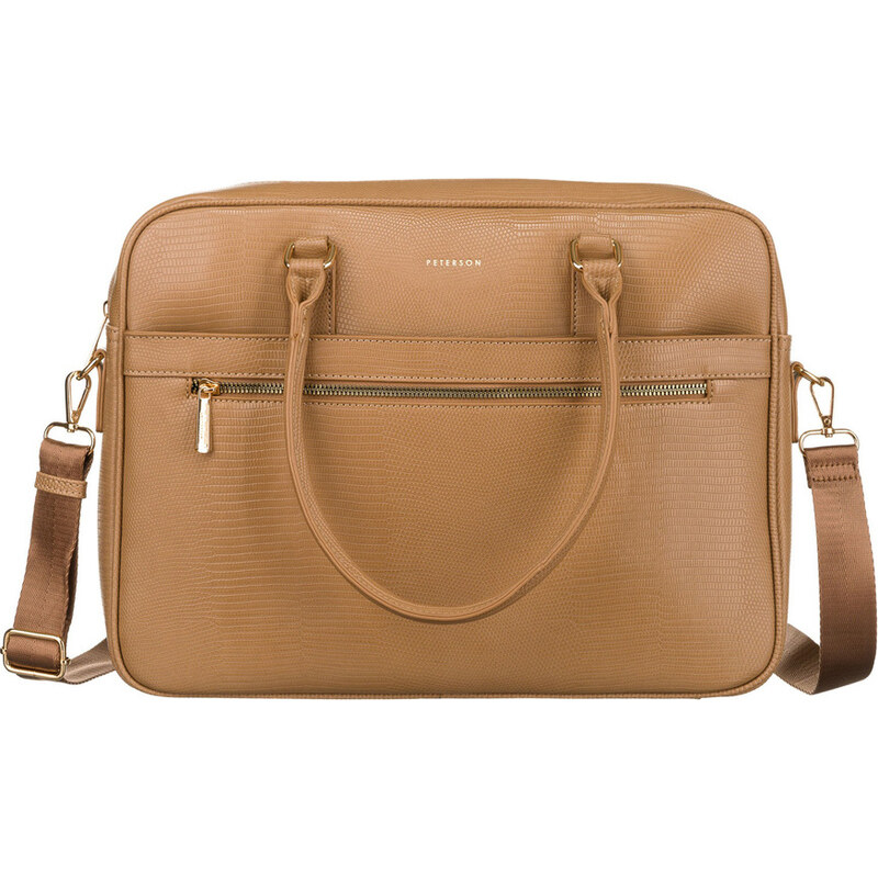 Peterson Tmavobéžová business taška z imitácie zvieracej kože PTN 1294 53169598
