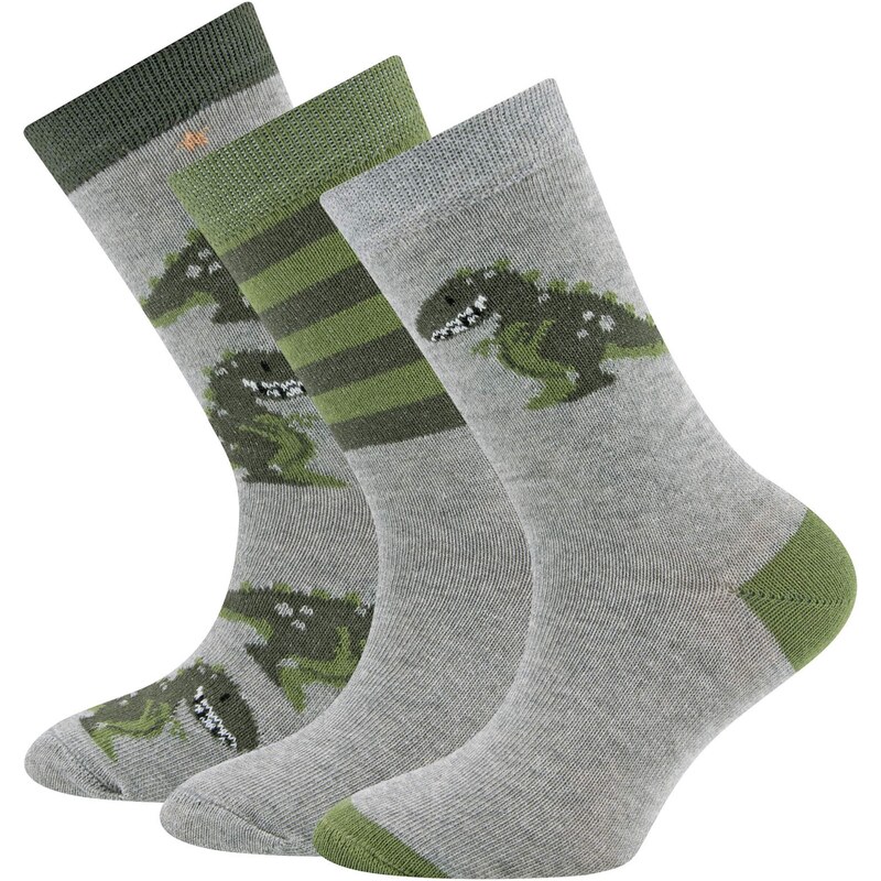 EWERS Ponožky Dino sivá melírovaná / trávovo zelená / čierna / 61226442