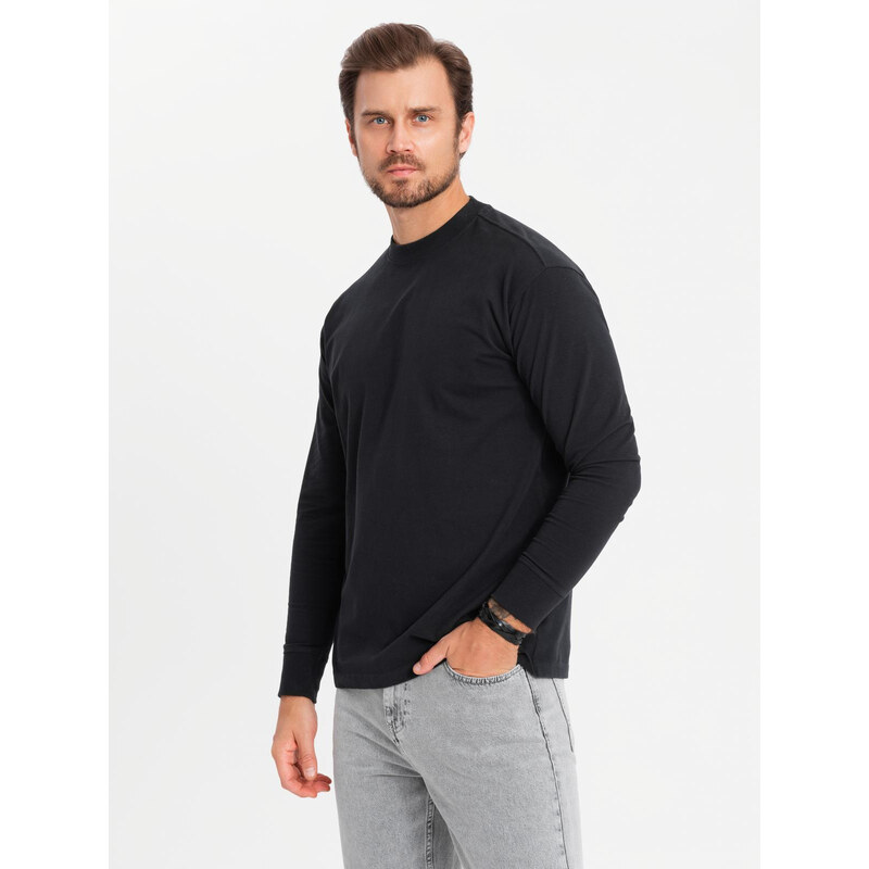 Ombre Mens LOOSE FIT cotton longsleeve with round neckline - black 64788210